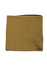 Tom Ford Green Brown Silk Pocket Square Solid 16" x 16" New With Tags