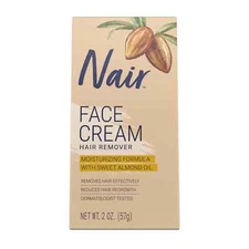2 Nair Face Cream Hair Remover with Moisturizing Sweet Almond Oil - 2 oz each