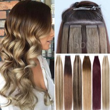 US Tape in Hair Extensions Remy Human Hair 12"-24" 80PCS 200G Full Head Straight