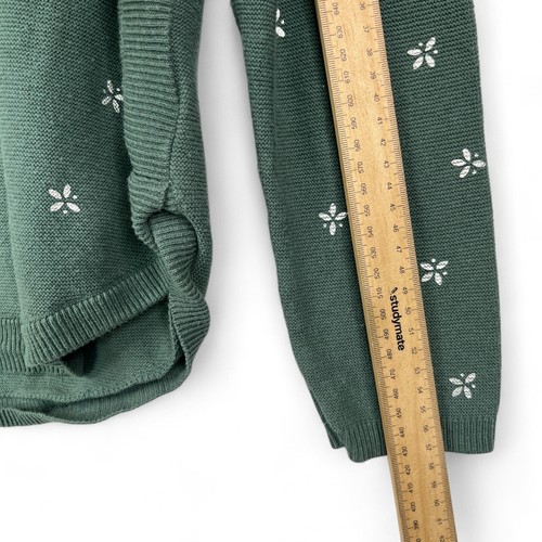 Just Jeans Knit Sweater Womens Size XL Olive Green Silver Stars Tight Knit Warm - Picture 6 of 8