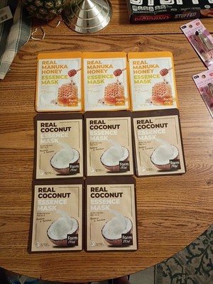 8 FarmStay 3 Real Manuka Honey Essence Facial Sheet Masks, 5 coconut essence 