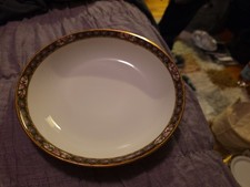 J.P. Pouyat Limoges Jeweled Cobalt Floral Gold Rim Set of 8 Bowls 7.5” Near Mint