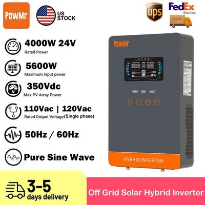 4000W 24V Hybrid Solar Inverter 110Vac/120Vac 140A MPPT Charger Controller USA