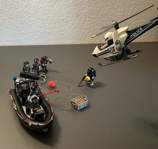 Playmobil Polizeiboot (9362) + Helikopter (5916) + Einsatztruppe (9365)