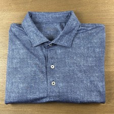 Johnnie O Polo Shirt Mens Large Performance Stretch Golf Hexagonal Geo AOP Blue