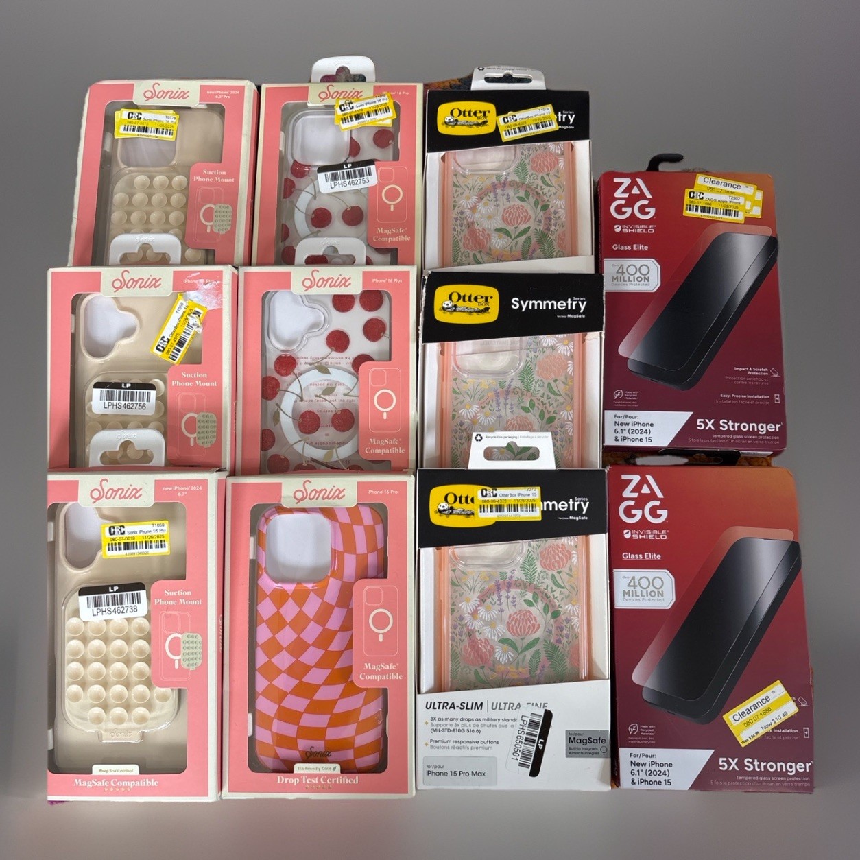 Lot of 10 iPhone Cases + 2 ZAGG Screen Protectors 15/16 OtterBox & Sonix