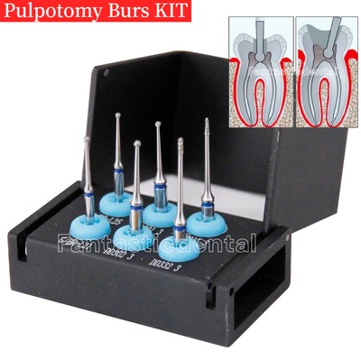 Dental Pulpotomy Burs Kit Pulp Remove Baby Tooth Cavity Preparation Root Canal