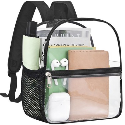Busiuw Clear Backpack for Stadium Events - 12x12x6, Mini Small, Black-clear 