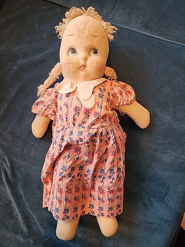 Vintage Primitive Handmade Folk Art Cloth Rag Doll