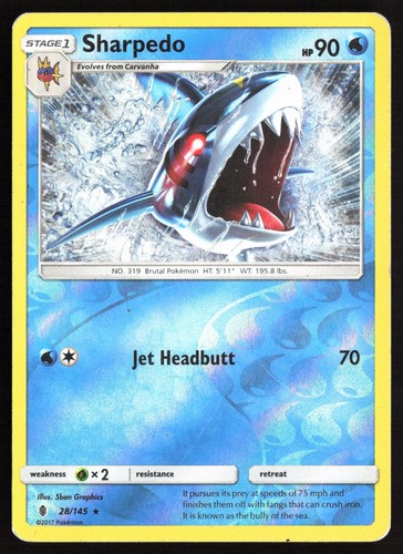 Pokemon Sharpedo Reverse Holo SM - Guardians Rising 28/145 MP