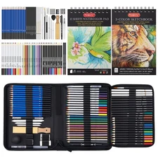 80 Pack Drawing Set Sketching Kit, Pro Art Supplies with 3-Color Sketchbook