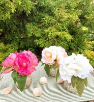 Artplants Kunst Blumenstrauß Pfingstrose Veiko In Glasvase, Pink, 15Cm