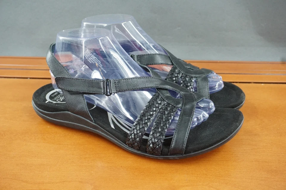 Abeo Betsy Sandals Womens Size 10 N Black Leather Strappy Comfort Orthotic Shoes - Image 3 of 4