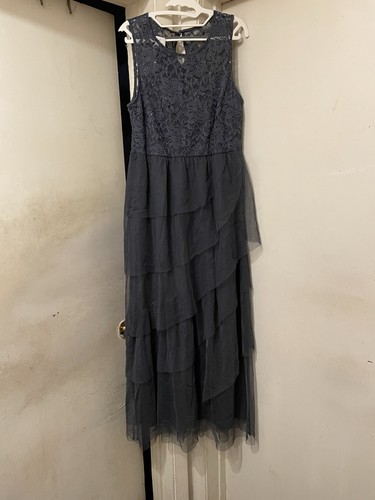 Navy Blue Lace Tiered Midi Dress Women’s Size Large