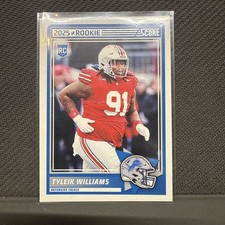 Tyleik Williams Rookie RC 2025 Score Football Card #85 Detroit Lions