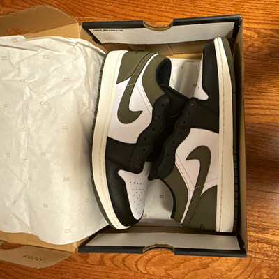 Nike Air Jordan 1 Low Black Toe Medium Olive 553558-092 Men's Sneakers Size New
