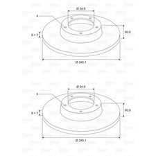 2X VALEO BREMSSCHEIBEN 240,1mm VOLL HINTEN PASSEND FÜR DACIA SANDERO RENAULT