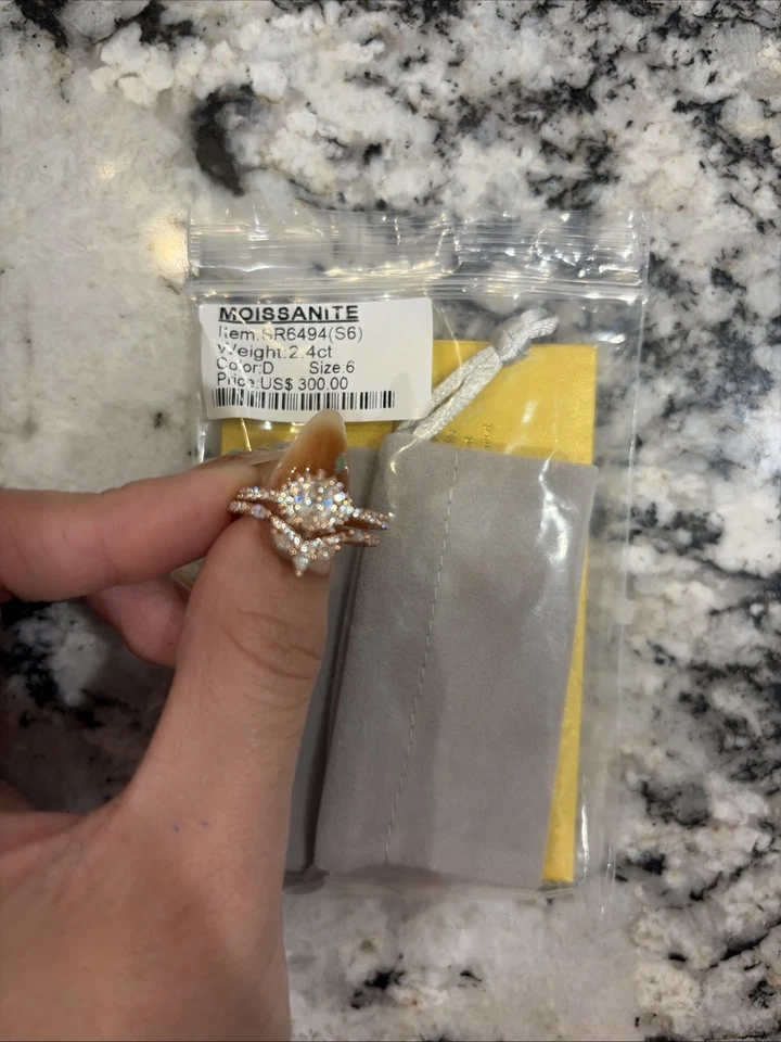 Anillo Moissanita Talla 6 Chapado en Oro Rosa 925 Foto 2 de 4