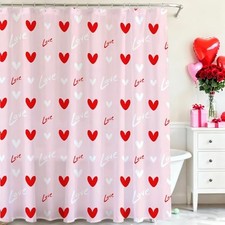 Valentines Shower Curtain Pink Red Heart Bathroom Shower Curtain Valentine