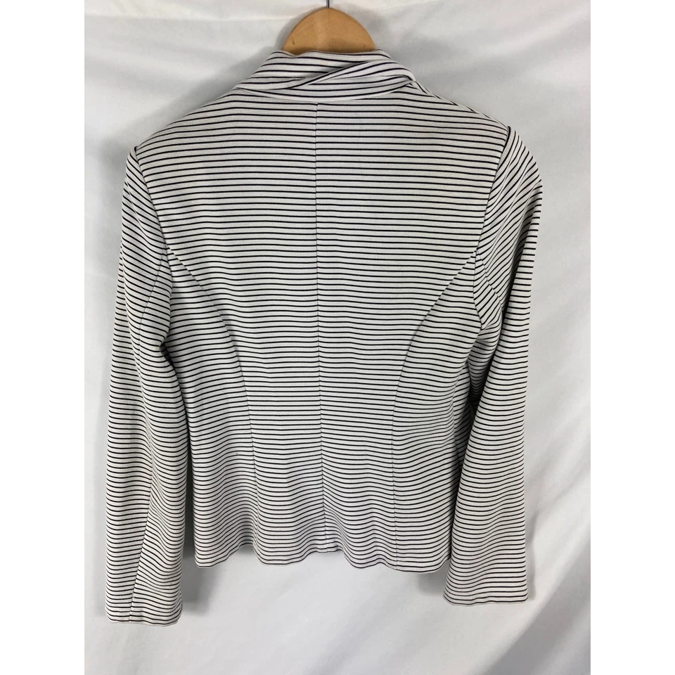 Blazer Calvin Klein Botón Único - Negro Blanco Rayas Textura Talla 6 Foto 4 de 4