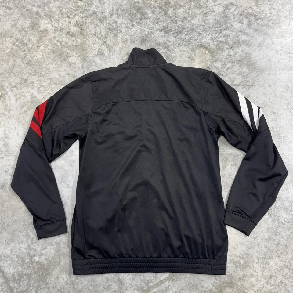 Chaqueta Adidas Para Hombre Mediana Negra Roja Blanca Climalite Track 3 Rayas Cremallera Completa Foto 4 de 4