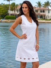 Cotton Natural Largo Embroidered V Neck Dress White Peruvian Cotton XXL