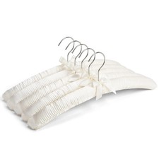 Amber Home 5 Pack 17 Inch Large Ivory Satin Padded Hangers for Women Clothing...