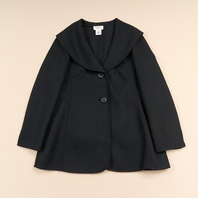 Talbots Black Winter Wool Coat Two Buttons Sz 8 Petite Jacket Wool Felt