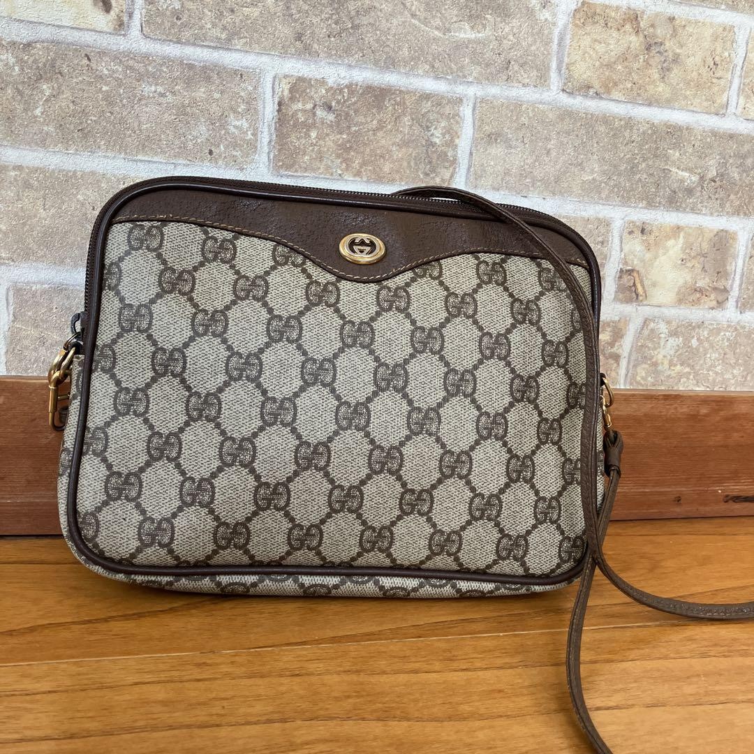 GUCCI GG Brown Leather Shoulder Bag