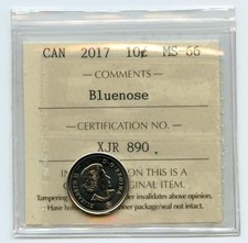 2017 Canada 10 Cents - ICCS MS66 Bluenose