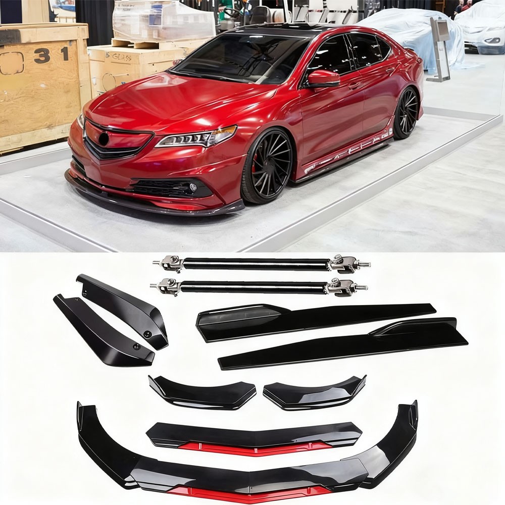 For Acura TLX 2015 2016 2017 Front Bumper Lip+Side Skirt+Rear Lip+Strut Rods Kit