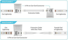 6-Pin to Cut-End Connector for Philips Hue/Solo Lightstrip 4 Pack, White - M...