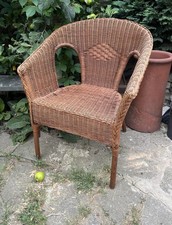 Vintage Wicker Indoor Outdoor Armchair Patio Chair Relaxed Excellent Cond