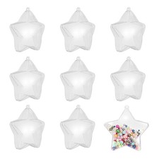 10Pcs Star Clear Fillable Balls Ornament with No Hole Pearl, 3.1Inch Hanging