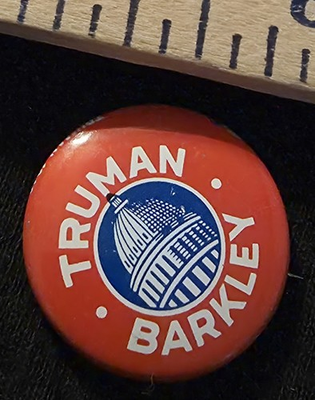 #ad #ad Truman Barkley Presidential Campaign Button 1948 Vintage Reproduction 7 8quot; $9.97