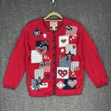 VintageHeirloom Collectibles Cottagecore Red Women's M Knit Cardigan Americana