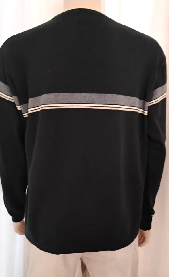 Мужские Dockers XL хлопок вязаный черный свитер монохромные полоски минималистский опрятный - Изображение 3 из 4