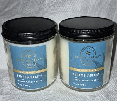 (2) Bath & Body Works Aromatherapy Stress Relief Eucalyptus Tea 7 oz/ 198 g Each