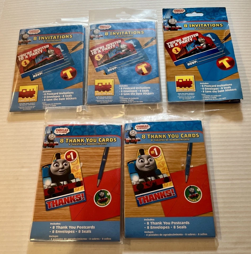 Thomas The Tank Engine Birthday Party Invites (24)and Thank you Notes (16) 2017 - Image 2 of 4