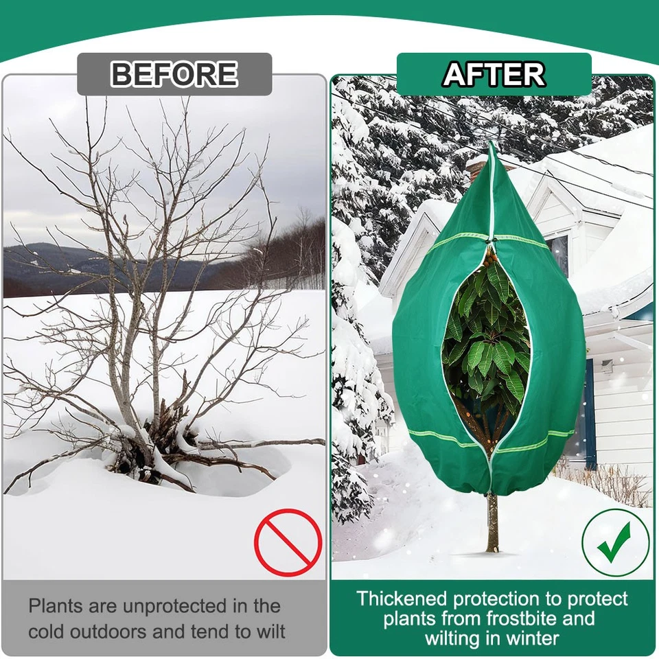 4 многоразовых зимних чехла для растений защита от замораживания кустарник дерево мороз сумка на шнурке - Изображение 4 из 4
