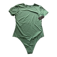 Auden Womens XL Green Luxe Stretch Fully Lined Bodysuit NWT Snap Closure