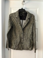 Hurley Womens Blazers Jackets Black Tan Winchester Chevron Herringbone Blazer L