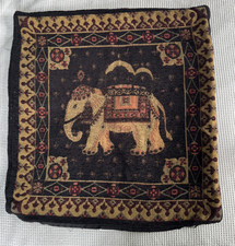 Tapestry Cushion Cover  Indian Elephant Navy Gold 21 x 23 inches / 55 x 57 cms
