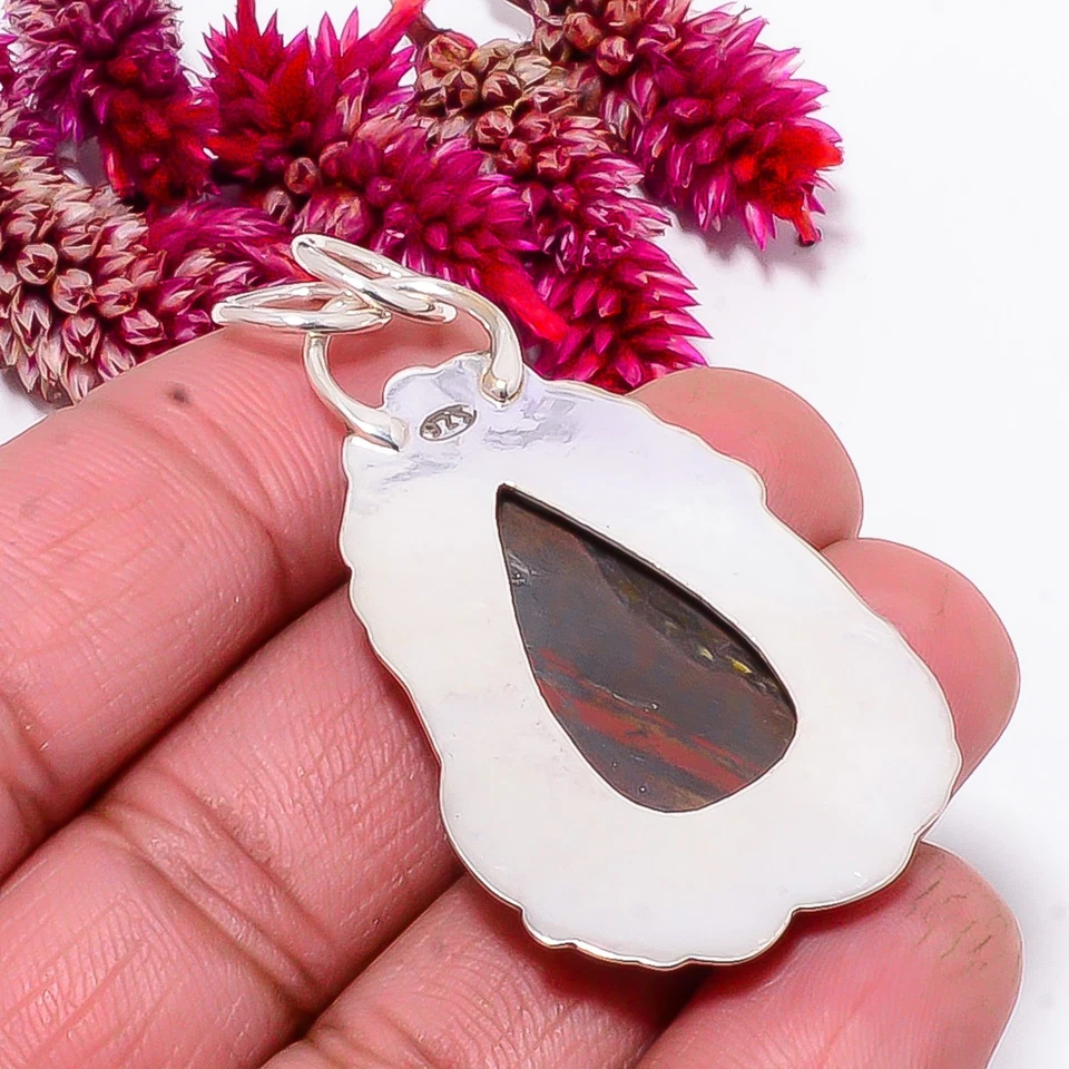 Pingente de prata esterlina 925 olho de tigre de ferro oxidado 2,11" Sk17, presente de Natal - Imagem 2 de 4