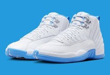 New Nike Jordan 12 Retro "Melo" White/University Blue 153265 112 GS 6.5Y Wmns 8