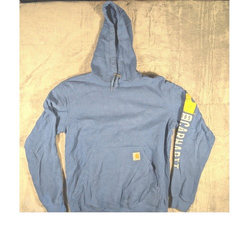 Carhartt Men's Midweight Graphic Sleeve Pullover Hoodie Coastal Blue Size Small