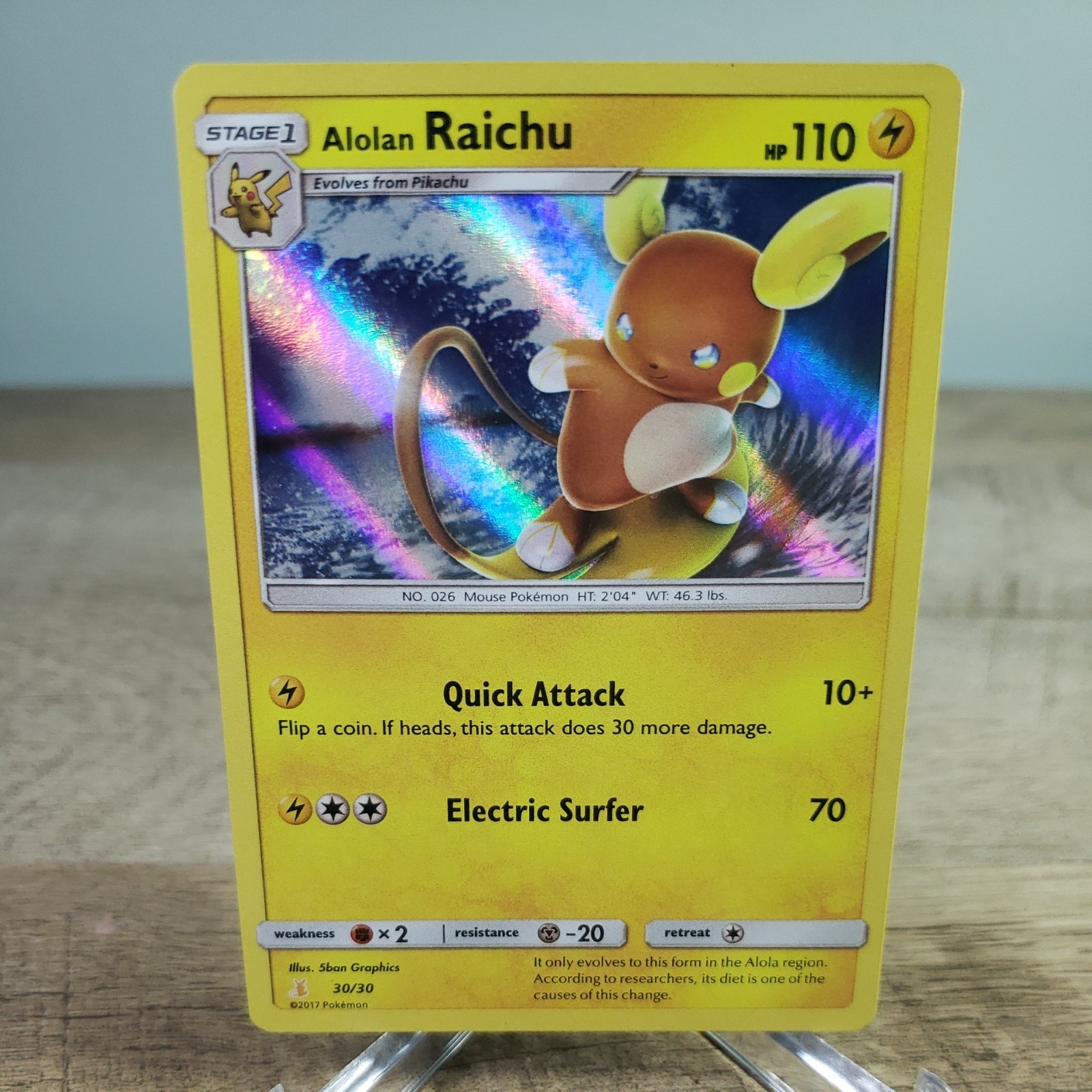 2017 Alolan Raichu 30/30 Holo Foil Promo Sun And Moon Trainer Kit Pokemon TCG