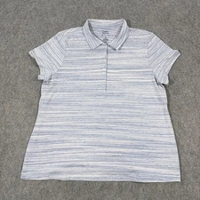 Croft & Barrow The Classic Polo Shirt Women's Size XXL Gray Blue Brush Pattern