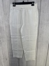 Athleta Retreat Linen Pants Womens Small Calla Lily White Pull On Boho Summer