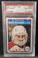 1982 Pat Riggin O-PEE-CHEE card #372.....PSA 8....Washington Capitals
